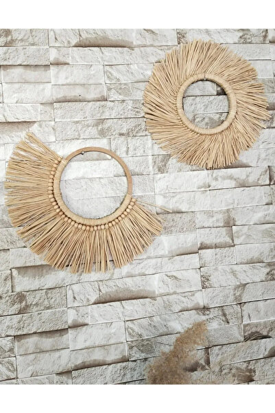 Genel Markalar Doğal Rafyadan Ikili Set Bohem Ev Ve Duvar Dekorasyonu Bahçe Ve Duvar Süsü