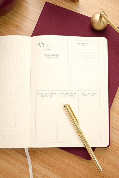 Matt Notebook A5 Keten Süresiz Planlayıcı Ajanda Bordo