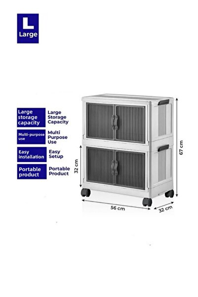 FORSACE 2 Tier Portable Multipurpose Organizer with Lid Stackable Kitchen and Pantry Cabinet with Magnet Lid