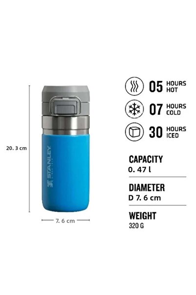 Stanley Go Quick Flip Water Bottle 0.47L Thermos Mug Cup Flask Blue