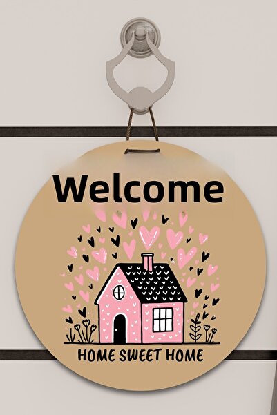 Dormot Decor pentru ușă cu imprimare digitală maro, roz cu inimă, ornament de...