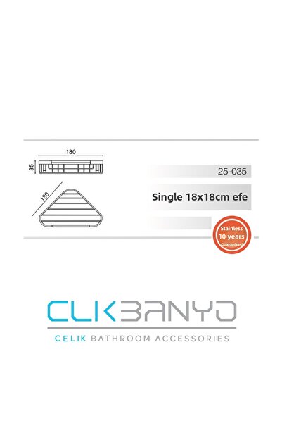 ÇELİK BANYO EFE 18*18 رف زاوية حمام فردي/رف شامبو/رف إسفنج من الفولاذ المقاوم للصدأ 25-035