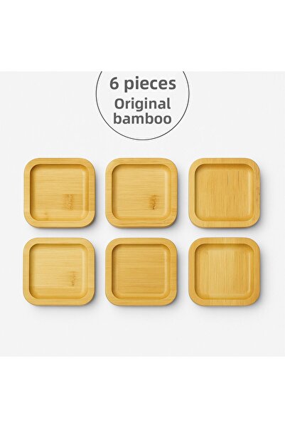 İnterlife Original Bamboo 6-Piece Square Snack Bowl Bamboo Serving Bowl