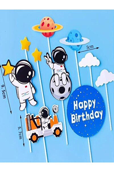 party mix Space Themed Cake Topper with Astronaut – Galaxy Cupcake Stick |   ...