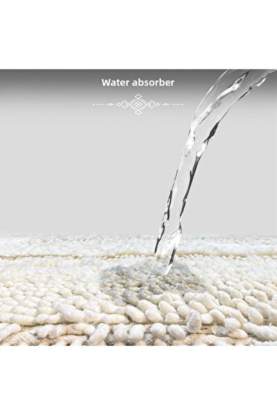 Bestekar Solvia Cream 100% Cotton 60X100 - 50X60 Soft Washable Modern Bathroom Carpet