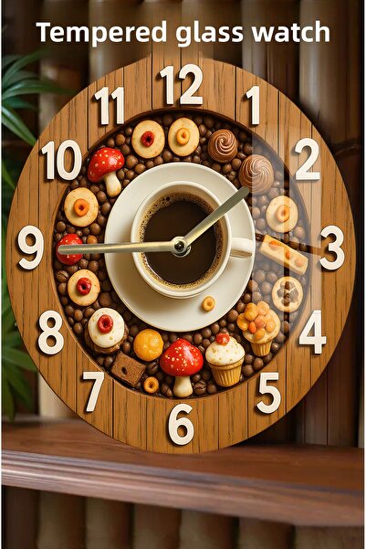 kutuTR 3D View Tempered Glass Watch Special for Coffee Enthusiasts – 33 cm Csdw362