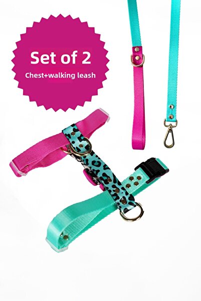 MOOD PAW Sugar Mood Anti-Pull Adjustable H Type Dog Chest and Travel Leash Set