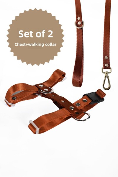 MOOD PAW Caramel Mood Anti-Pull Adjustable H Type Dog Chest and Travel Leash Set