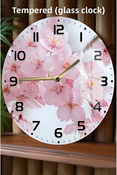 kutuTR Elegant Pink Flower Pattern 3D Look Tempered Glass Watch – 33 cm Csdw395
