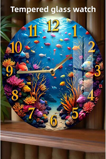 kutuTR Colored Coral Reefs Patterned 3D Look Tempered Glass Watch – 33 cm Csdw400