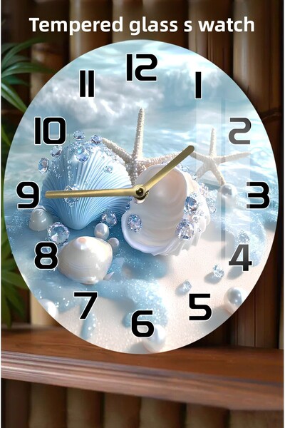 kutuTR Seashell & Pearl Design 3D Look Tempered Glass Watch – 33 cm Csdw411