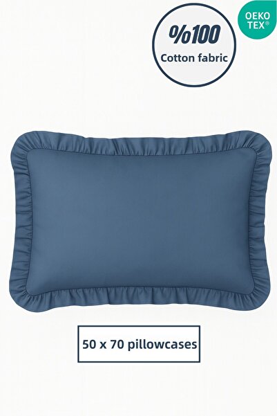 Joyrose غطاء وسادة مكشكش من القطن بنسبة 100% مقاس 50 × 70 سم بسحاب مخفي حديث