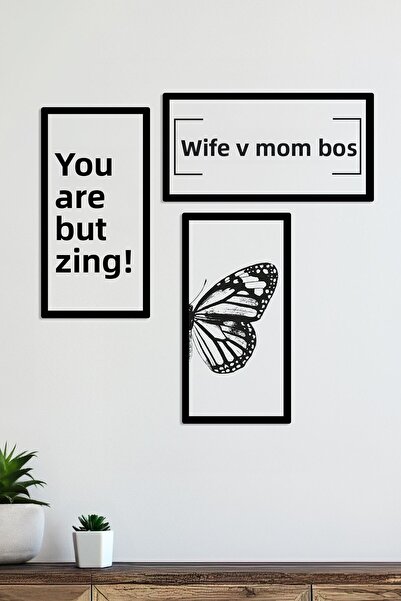 Zevahir Mobilya Dekorasyon ΣΕΤ Ζωγραφικής MDF με εμπριμέ ξύλινο πλαίσιο, 3 τε...