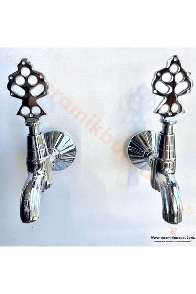 Generic Brand Seramikburada Turkish Bath Double Ottoman Faucet with Stone Chrome 1/2
