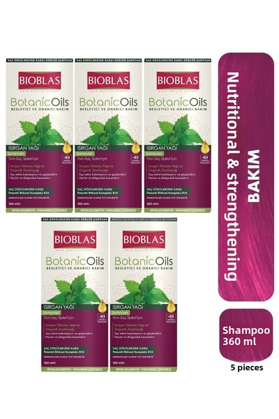 Bioblas Set de 5 șampoane cu uleiuri organice de brusture pentru păr fin și s...