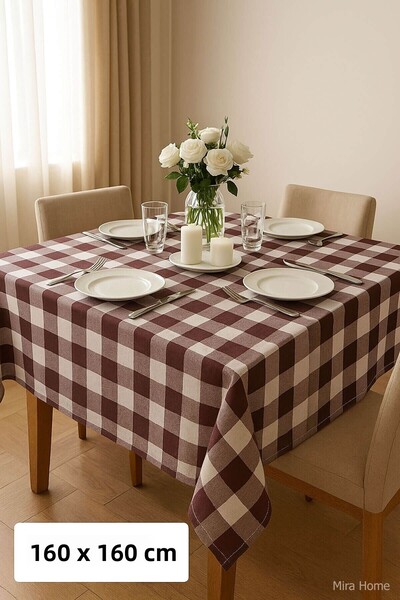 Mira Home Checkered Tablecloth Tablecloth 160X160 cm Happytime