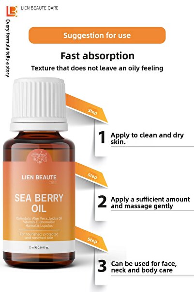 Lien Beaute Sea Buckthorn Intensive Nourishing, Barrier Supporting, Repairing Care Oil Set of 2