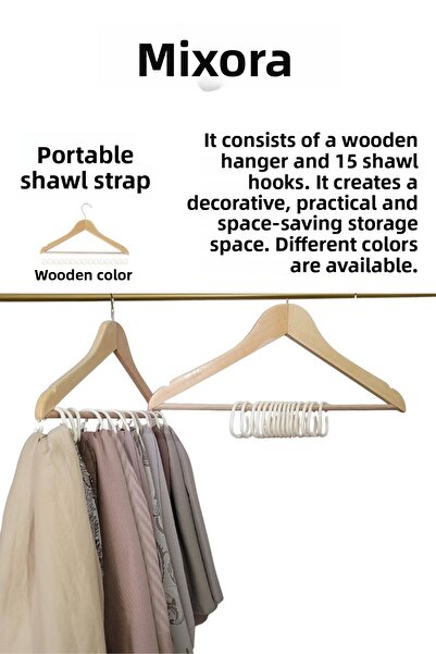Miksora حامل شال محمول (خشبي)
