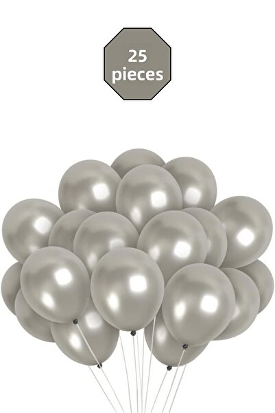 Bunloon بالونات فضية معدنية 25 قطعة - مجموعة ديكورات وفعاليات أنيقة