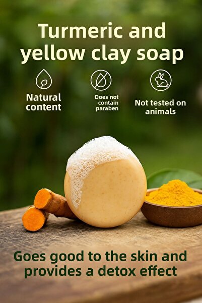 Anicca Natural Handmade Turmeric & Yellow Clay Soap – Skin Revitalizing and Purifying Care, 60 Gr