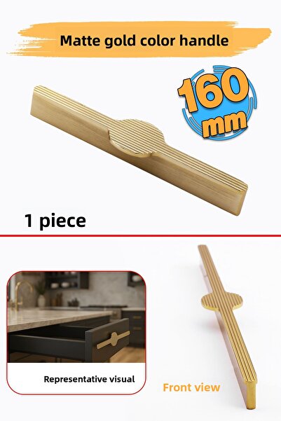 Badem10 Saral Striped Matte Gold Metal Handle 160 mm 16 cm Furniture Drawer Kitchen Cabinet Wardrobe Door Handles