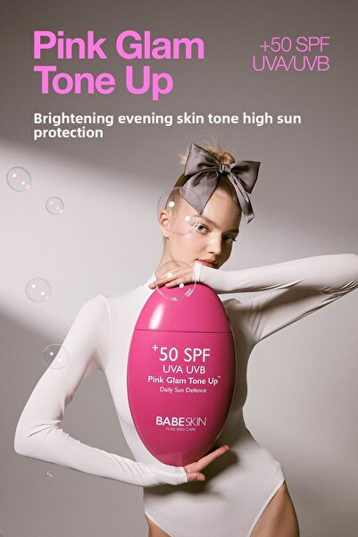Babeskin Pink Glam Tone Up Face Sunscreen - Tone Equalizer, Brightening, Anti-Blemish, 50 SPF, 50ml
