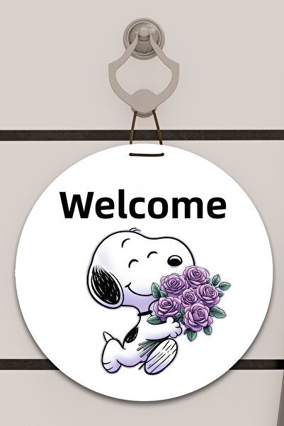 Dormot Ψηφιακή εκτύπωση Λευκό, Στάνταρ, Θέμα Καλωσορίσματος Snopy, Στολίδι πόρτας, Στολίδι τοίχου