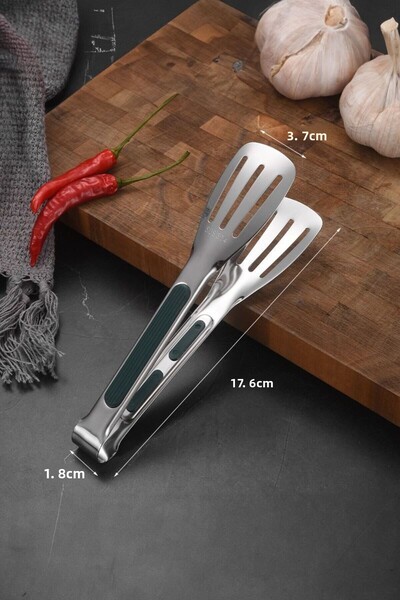 Chavin 304 Steel 17.5 cm Silver Kitchen Steak Barbecue And Bread Tongs cin626
