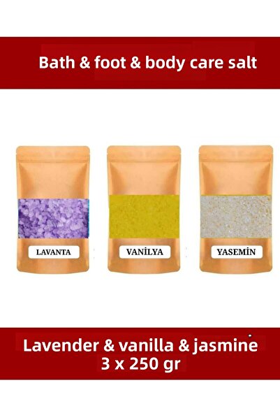 E.M.S AVM ملح الاستحمام بزيت اللافندر والفانيليا والياسمين، ملح حوض الاستحمام والجاكوزي، ملح مانيكير وباديكير 3 × 250 جرام.