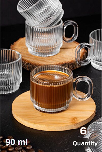 EVİMDM Set of 6 Premium Transparent Glass Water and Soft Drink Glasses - 90 ml