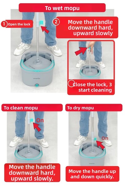 SMARTER Aqua Max and Triangle Apparatus Clean & Dirty Water Separation Cleaning Set Mop Mop Glass Wiper