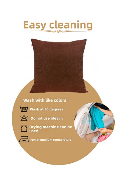 ÖZENEV Panoroma Brown Plain Simple Punch (Panç) Decorative Pillowcase with Measurement Options for Processing