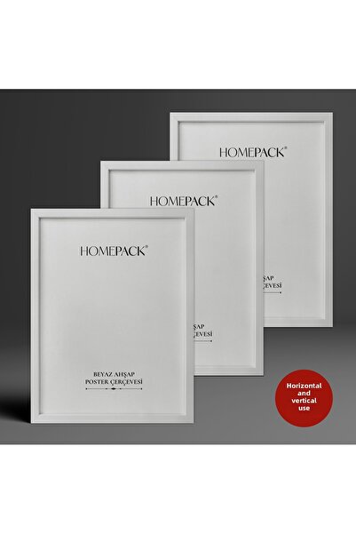HOMEPACK Κορνίζα αφίσας τριών τεμαχίων με λευκό ξύλινο πλαίσιο, κενό πλαίσιο ...