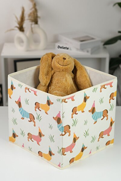 HomyJRs Sausage Dog Multipurpose Toy Storage Box Laundry Basket Folding Organizer Basket 30X30X30