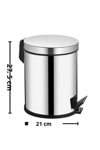 Beray 5 Liter Trash Can Metal Stainless Steel Pedal Waste Bin Toilet Bathroom Balcony Kitchen