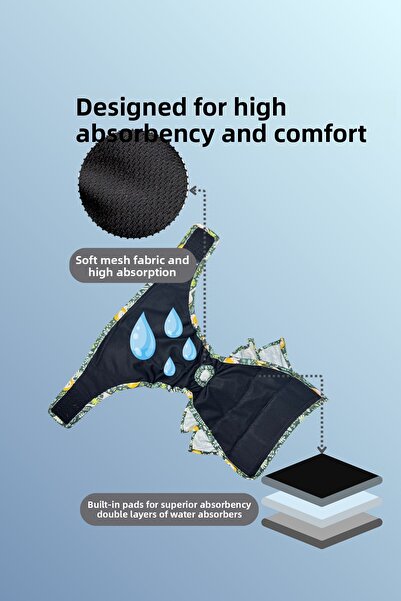 salya store Patterned Female Dog Menstrual Panties - Female Dog Peeing Diapers, 3-Piece Advantageous Pack