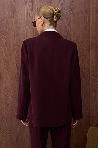 Trendyol Collection Speciální kolekce Švestkově pruhovaná podšívka Regular Fit Soft/Drape Blazer Jacket TWOAW26BC00057