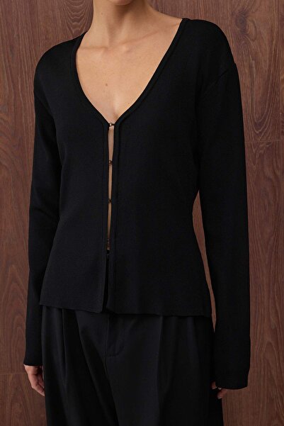 Trendyol Collection Special Collection Black Premium Yarn/ Special Yarn Knitwear Cardigan Twoaw26Hi00136