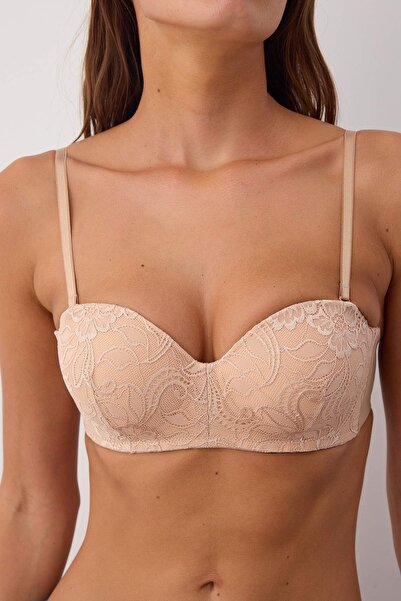 Trendyol Collection Ten Micro Lace Detailed Covered Unpadded Strapless Knitted Bra Thmaw26Su00005