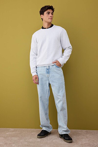 Trendyol Collection Black-Navy-Grey Melange 3 Pack Regular/Regular Cut Basic Fleece Inside Sweatshirt Tmnaw26Sw00006