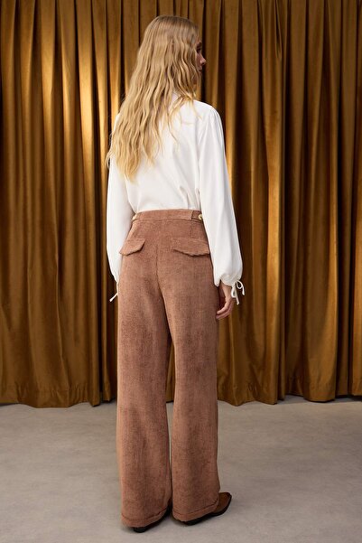 Trendyol Collection Special Collection Dark Brown Woven Corduroy Trousers Twoaw26Pl00063