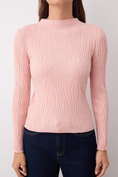 Trendyol Collection Powder Premium Yarn/Special Yarn Knit Pattern Thin Knitwear Sweater Twoaw26Kz00179