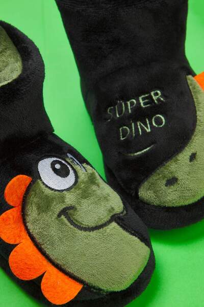 TRENDYOL SHOES Dark Green Dinosaur Themed Boys Kids House Slippers Takaw26Er00014