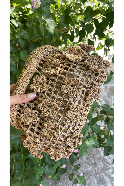 WOMANBAG Handmade Wicked Flower Design Clutch Hand Bag