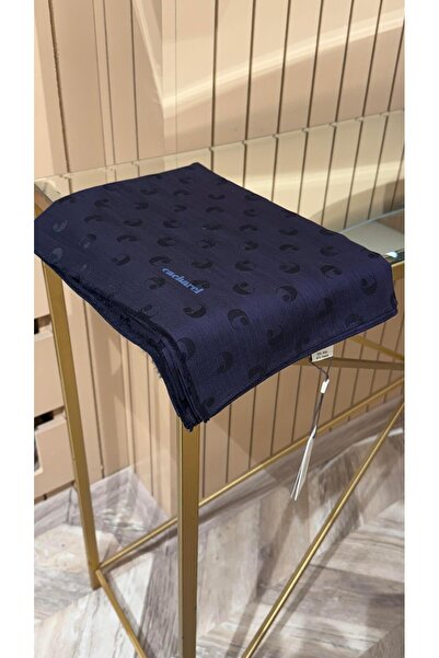 Cacharel B.Cacharel Logolu İpek Koton Jakar Etol Şal Lacivert