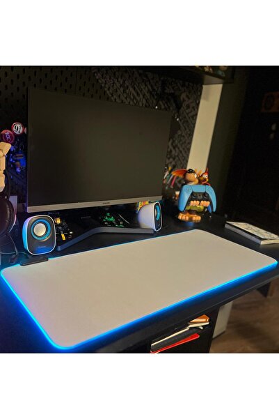 QUANDTECH Gaming Oyuncu Mouse Pad Beyaz Rgb Speed Yüzey 13+1 farklı Değişen Ledli,80x30 Cm
