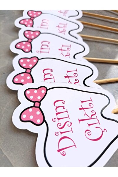 Hiras Dizayn 15adet Pembe İlk Dişim Çıktı Diş Buğdayı Kız Süs Cupcake Pasta Kürdan 6-7cm Cupcake Kürdanı