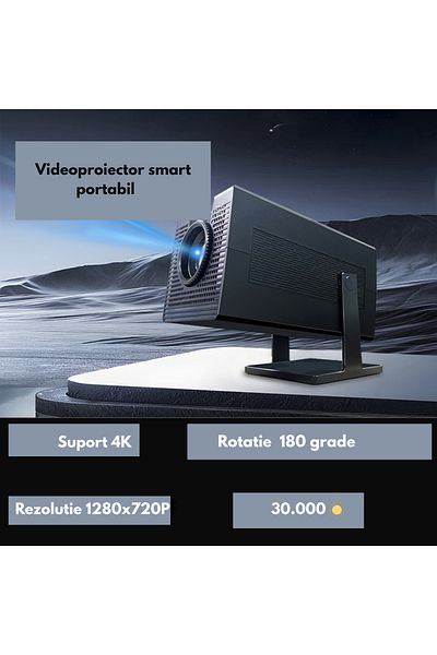 OEM Portable Projector, Black, 16:9, 1280 x 720 px, Wi-Fi 6, BT 5.0, 1080p 4K, 180 Degree Rotation, 200
