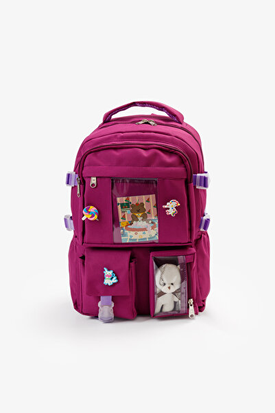 QUOVO Kawaii Kore Tarzı Full Aksesuarlı Ortopedik Yerli Günlük Okul Sırt Çant...