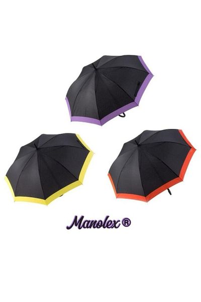 Manolex Umbrella with Diameter 100 cm, Black with Red Colored Band, Durable Material, Elegant Design, 3 Fold